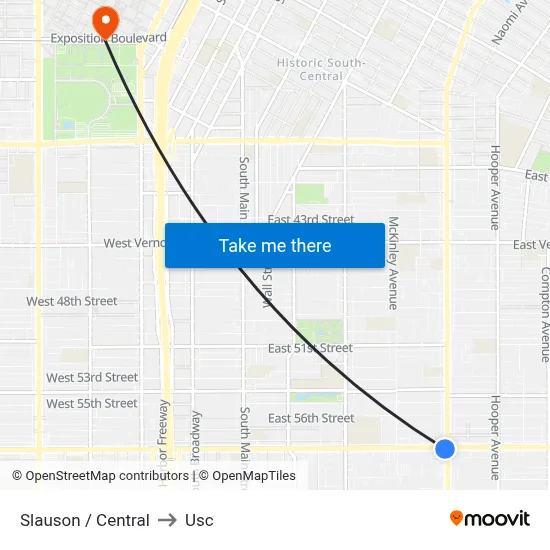 Slauson / Central to Usc map
