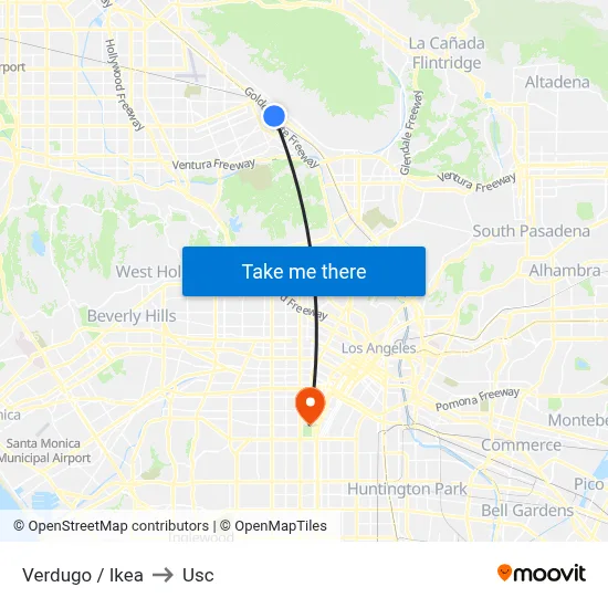 Verdugo / Ikea to Usc map