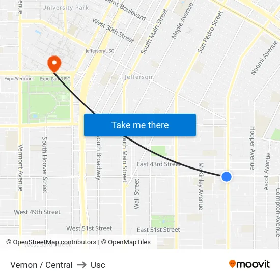 Vernon / Central to Usc map