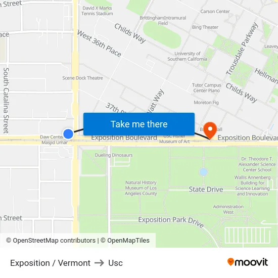 Exposition / Vermont to Usc map