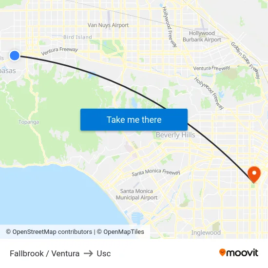 Fallbrook / Ventura to Usc map