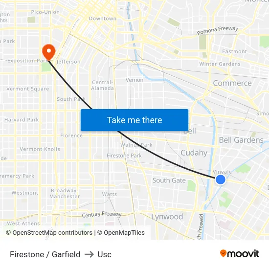 Firestone / Garfield to Usc map
