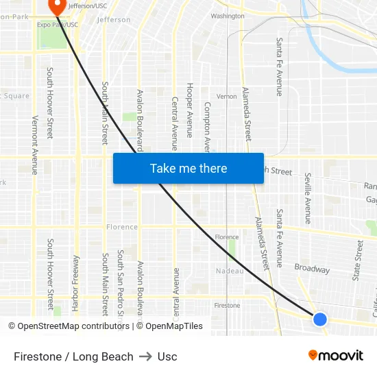 Firestone / Long Beach to Usc map