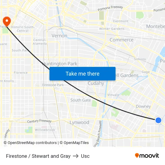 Firestone / Stewart and Gray to Usc map