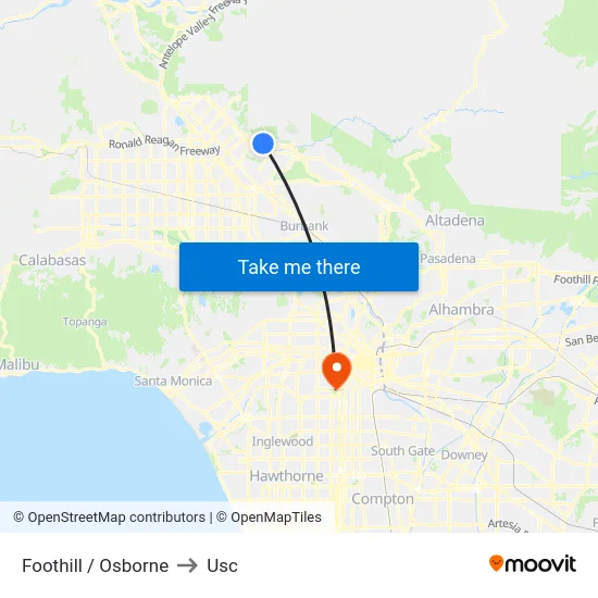 Foothill / Osborne to Usc map