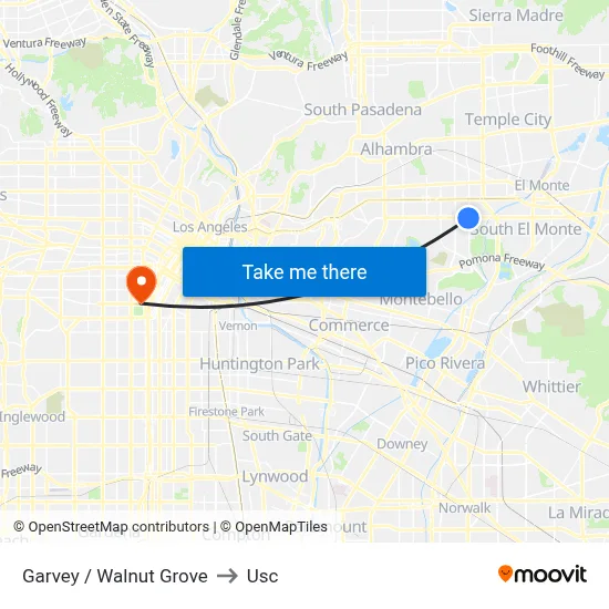 Garvey / Walnut Grove to Usc map