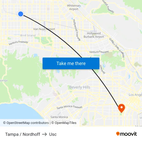 Tampa / Nordhoff to Usc map
