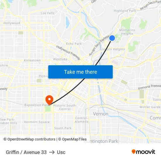 Griffin / Avenue 33 to Usc map