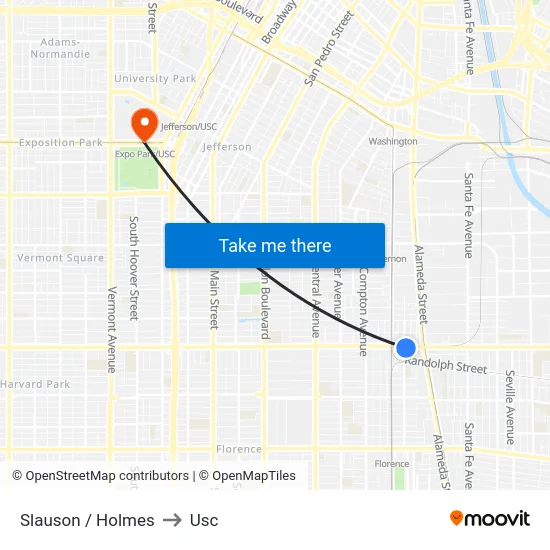 Slauson / Holmes to Usc map