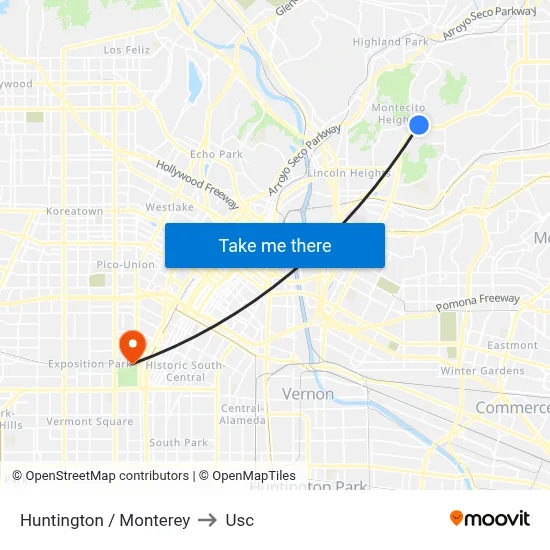 Huntington / Monterey to Usc map