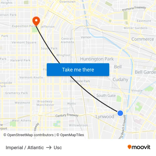 Imperial / Atlantic to Usc map