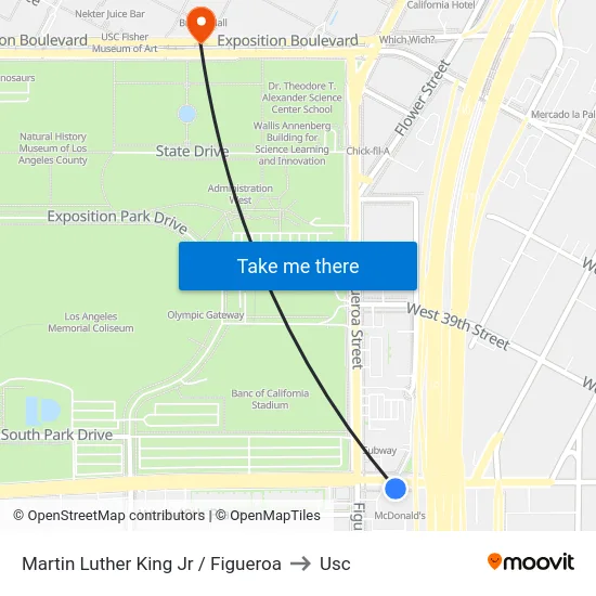 Martin Luther King Jr / Figueroa to Usc map