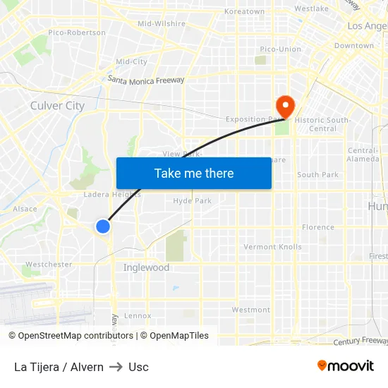 La Tijera / Alvern to Usc map
