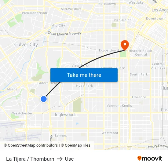 La Tijera / Thornburn to Usc map