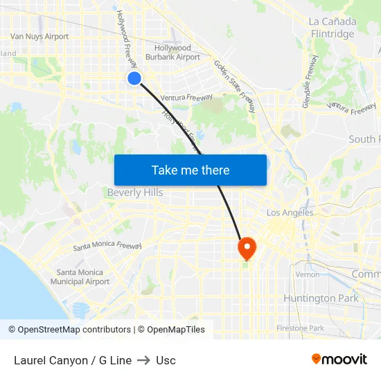 Laurel Canyon / G Line to Usc map