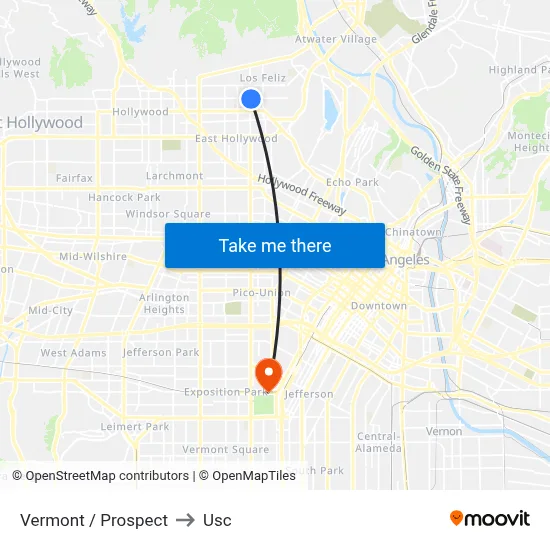 Vermont / Prospect to Usc map