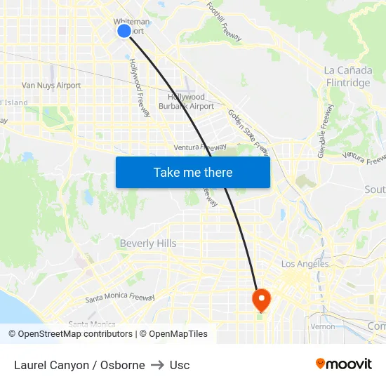 Laurel Canyon / Osborne to Usc map