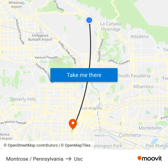 Montrose / Pennsylvania to Usc map