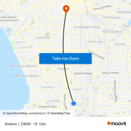 Avalon / 246th to Usc map