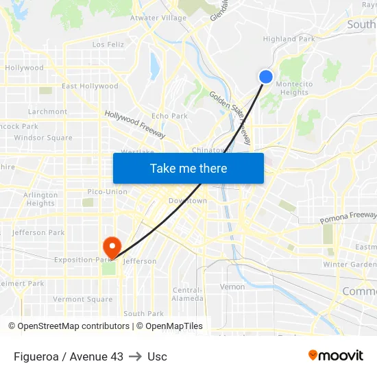 Figueroa / Avenue 43 to Usc map