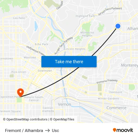 Fremont / Alhambra to Usc map