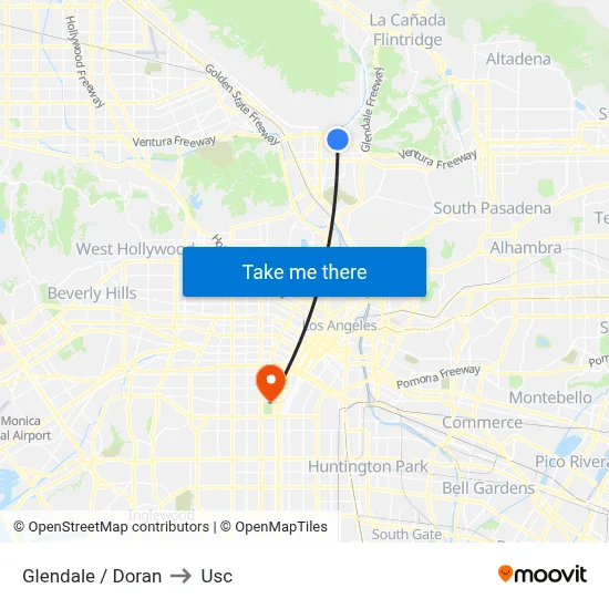 Glendale / Doran to Usc map