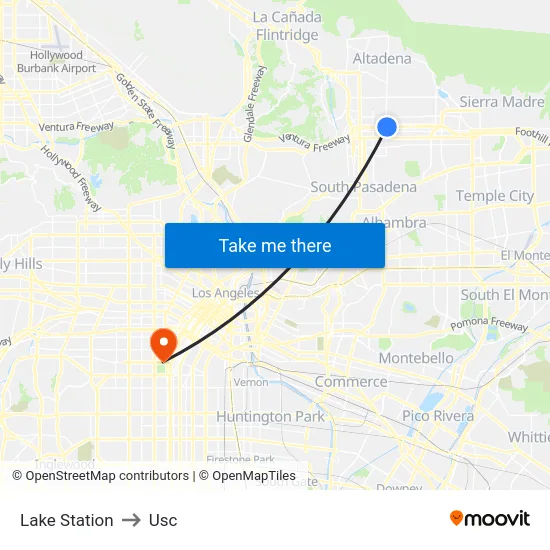 Lake Station to Usc map