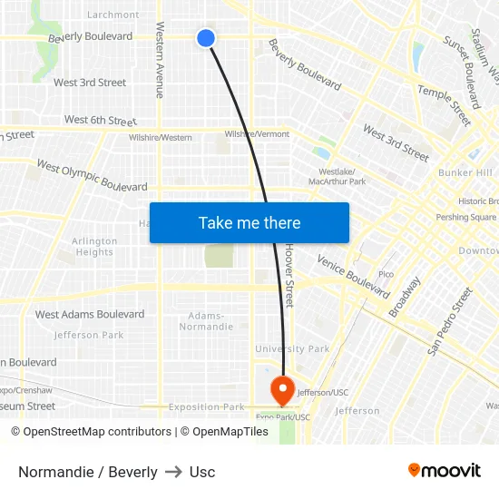 Normandie / Beverly to Usc map