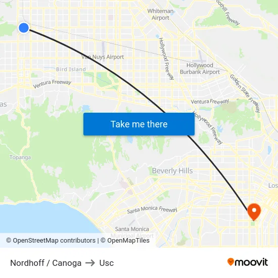 Nordhoff / Canoga to Usc map