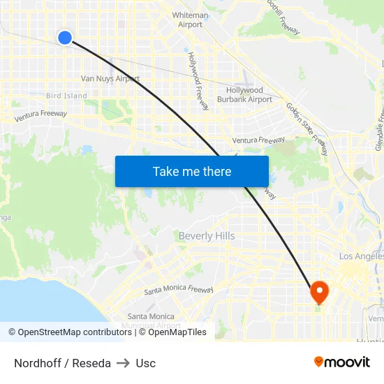 Nordhoff / Reseda to Usc map