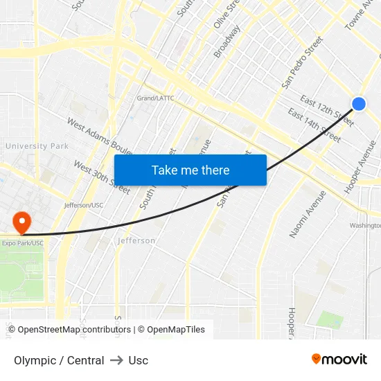 Olympic / Central to Usc map
