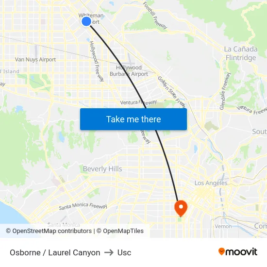 Osborne / Laurel Canyon to Usc map