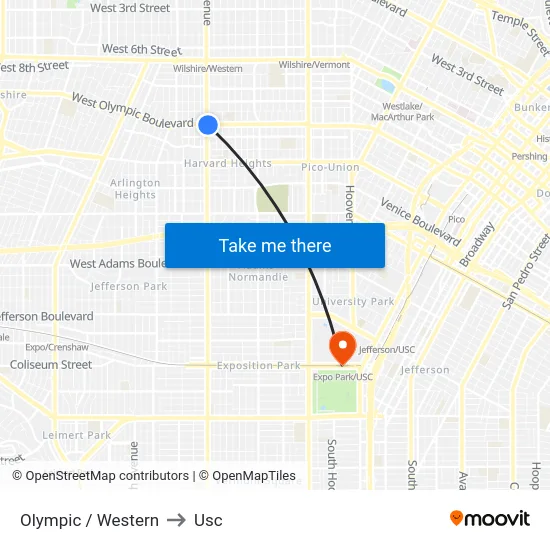 Olympic / Western to Usc map