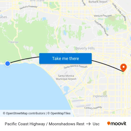 Pacific Coast Highway / Moonshadows Rest to Usc map