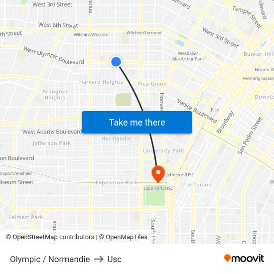 Olympic / Normandie to Usc map