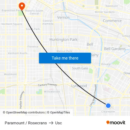Paramount / Rosecrans to Usc map