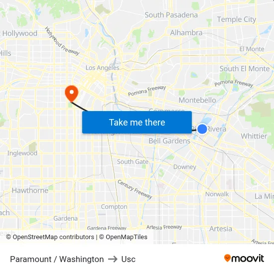 Paramount / Washington to Usc map