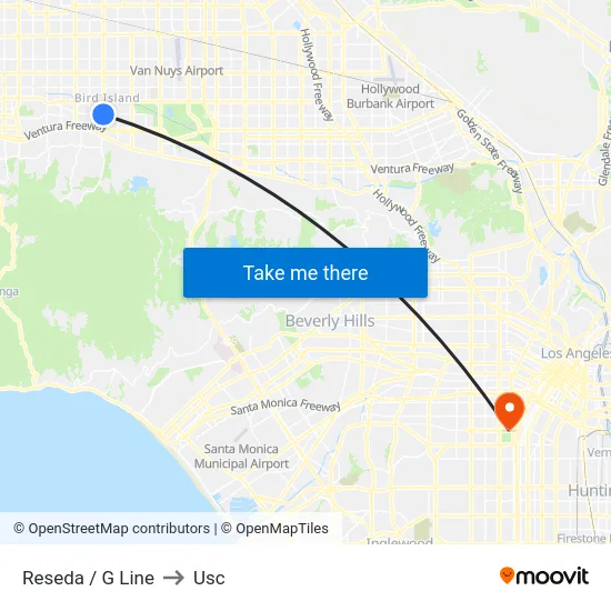 Reseda / G Line to Usc map