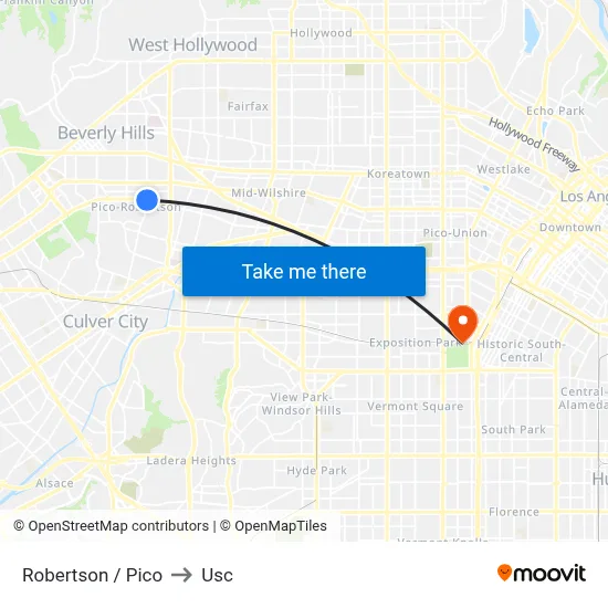Robertson / Pico to Usc map