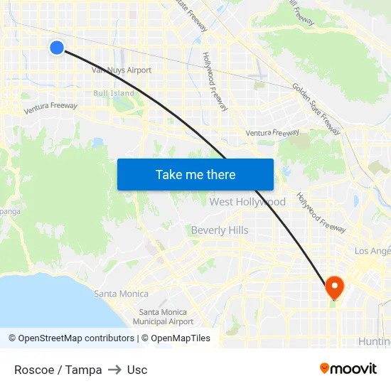 Roscoe / Tampa to Usc map