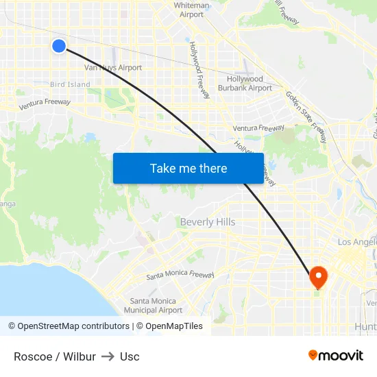 Roscoe / Wilbur to Usc map
