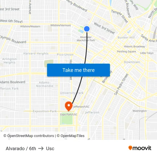 Alvarado / 6th to Usc map
