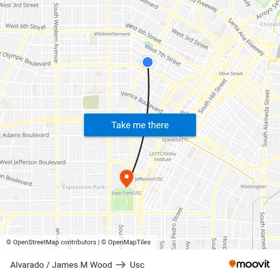 Alvarado / James M Wood to Usc map