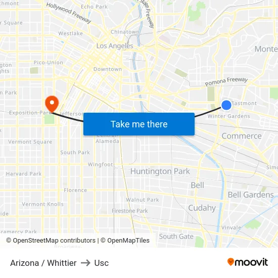 Arizona / Whittier to Usc map