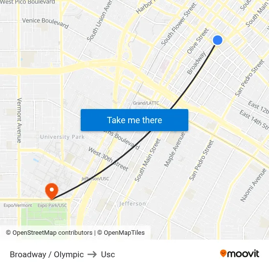 Broadway / Olympic to Usc map