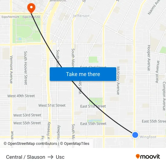 Central / Slauson to Usc map