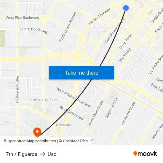7th / Figueroa to Usc map