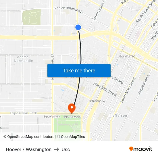 Hoover / Washington to Usc map