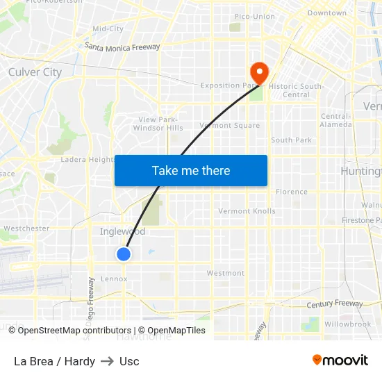 La Brea / Hardy to Usc map