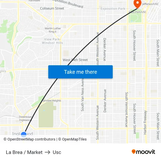 La Brea / Market to Usc map